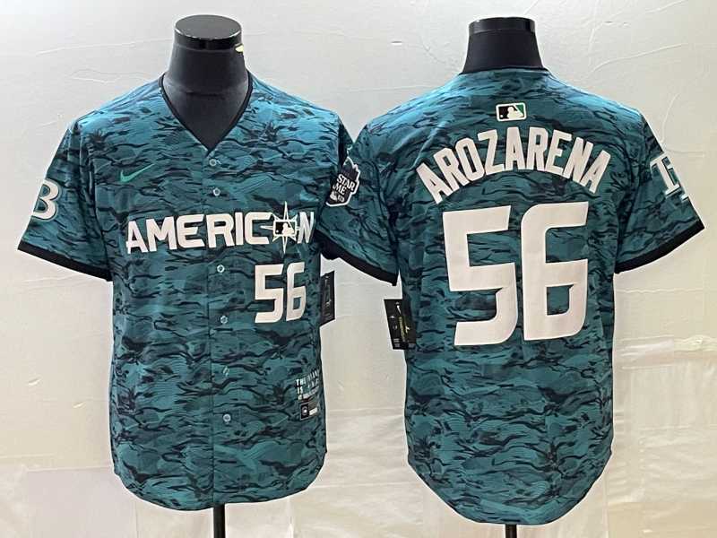 Mens Tampa Bay Rays #56 Randy Arozarena Teal 2023 All Star Cool Base Stitched Jerseys